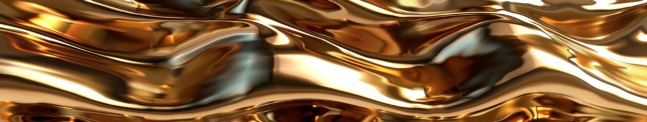 Abstract Golden Liquid Waves Background