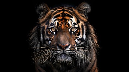 Fototapeta premium Portrait of a spooky tiger on a black background