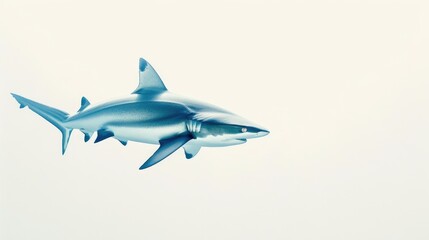 Fototapeta premium A crystal-clear image of a reef shark, with its smooth skin and elegant movement, set against a pure white background