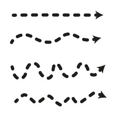 Hand drawn dash dot arrows collection. Vector