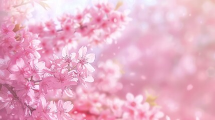 Fototapeta premium A detailed painting of cherry blossoms, with a clear space for text in the background