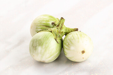 Raw green round eggplant vegetable