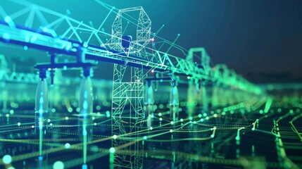 Automated Irrigation theme side view Optimizing irrigation systems with AI Digital tone Triadic color scheme