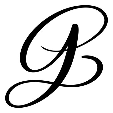 Vector calligraphy hand drawn letter G. Script font logo icon. Handwritten brush style