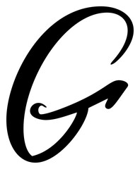 Fototapeta premium Vector calligraphy hand drawn letter G logo. Script font. Handwritten brush style