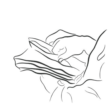 recommend clip art: Hand drawn line art vector of a poet going through scriptures