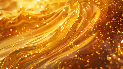 abstract background golden machine grease, lubrication amber transparent background texture liquid, engine oil
