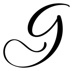 Hand drawn vector calligraphy letter G. Script font logo. Handwritten brush style flourish
