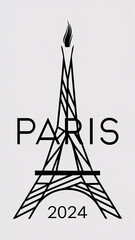 an abstract and minimalist image of Paris Olympics, torch, 2024, phone screen