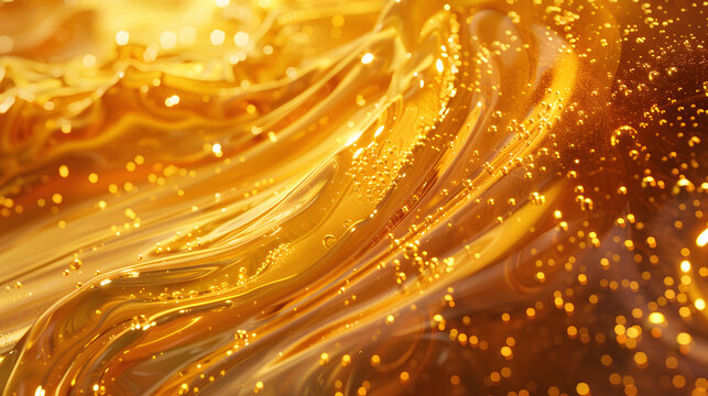 abstract background golden machine grease, lubrication amber transparent background texture liquid, engine oil