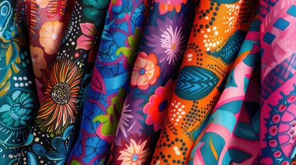 Digital printing options for textile patterns including abstract designs flowers shapes and ikat motifs