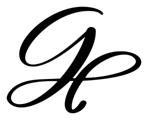Hand drawn vector calligraphy letter G. Script font logo. Handwritten brush style flourish