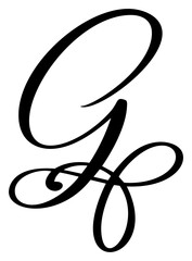 Vector calligraphy hand drawn letter G. Script font logo icon. Handwritten brush style