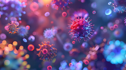 vibrant 3d illustration showcases microscopic influenza viruses floating. generative ai