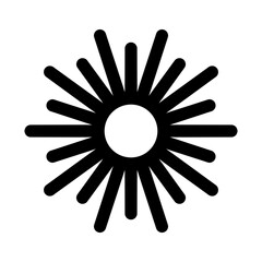 
Illustration showing a black sun icon on a white background