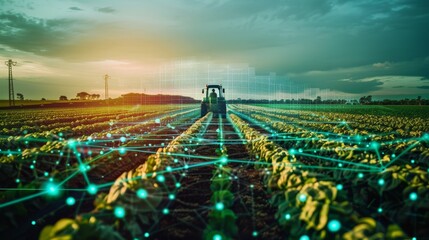 Supply Chain Optimization theme front view Streamlining agriculture supply chains Digital tone Monochromatic Color Scheme