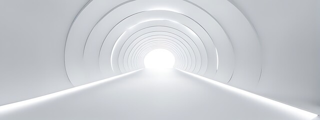 Obraz premium White Background 3D Room with Light Abstract Space. Technology Tunnel Stage Floor. Empty White Future 3D Neon Background Studio. Futuristic Corridor, Modern Interior, Silver Road, Black Wall Design.