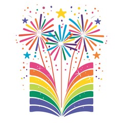 Rainbowcolored fireworks, LGBTQIA celebration and pride