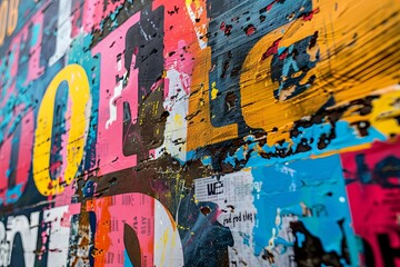 Vibrant background with bold typography and word art - creative design for graphic projects