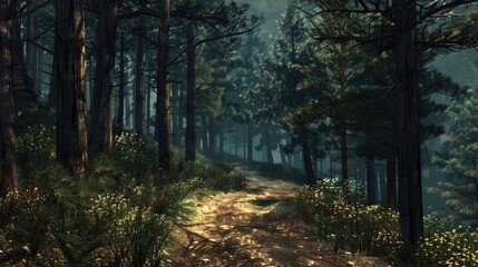 Naklejka premium Forest Adventure High Pathways Through the Trees
