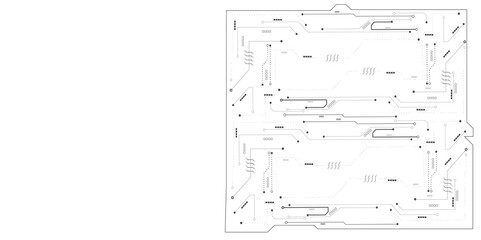 Vector abstract technology on a white background. Technology black circuit diagram concept. High-tech circuit board connection system.
