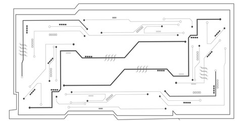 Vectors High-tech connection system on a white background. Technology digital circuit board background. Technology black circuit diagram.