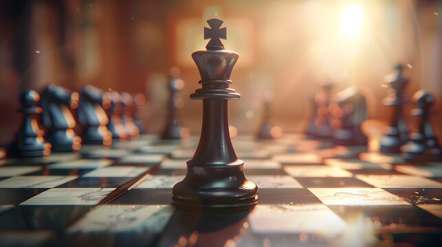  A chessboard scene with one player strategically outmaneuvering the others, symbolizing the concept of gaining a competitive edge