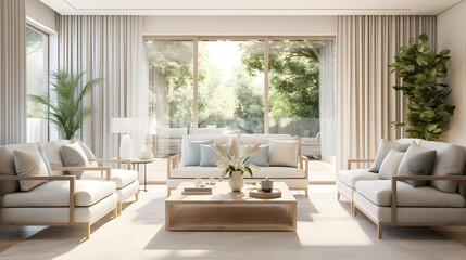 Fototapeta premium natural light streaming into a modern living room