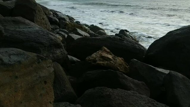 View of the beach in the afternoon, sunset of banda aceh beach.