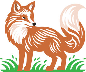 fox cartoon silhouette white background 