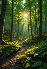 Sunbeams Through the Forest