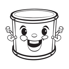 Cute simple drum icon, black vector illustration on white background