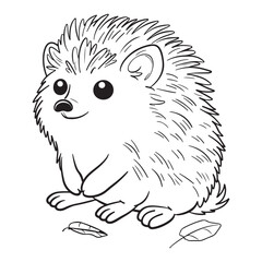 Cute hedgehog logo icon, black vector illustration on white background
