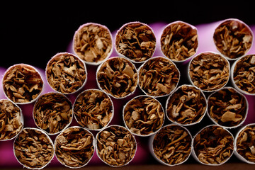 Close-up of Tobacco Cigarettes Background or texture