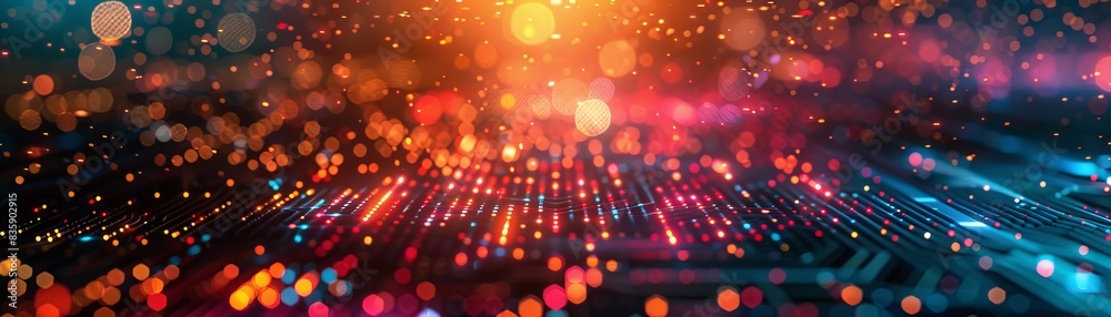 Canvas Prints a colorful image of a cityscape with bright lights and a lot of dots