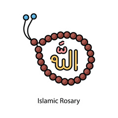 Islamic Rosary vector filled outline icon style illustration. Symbol on White background EPS 10 File