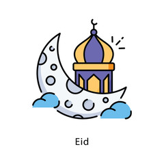 Eid vector filled outline icon style illustration. Symbol on White background EPS 10 File