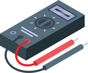 Fototapeta premium Isometric vector of a digital multimeter with probes, ideal for electronic diagnostics and repair concepts