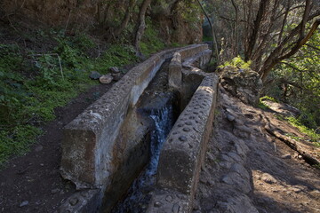 Water channel in Barranco de los Cernicalos on Gran Canaria,Canary Islands,Spain,Europe
