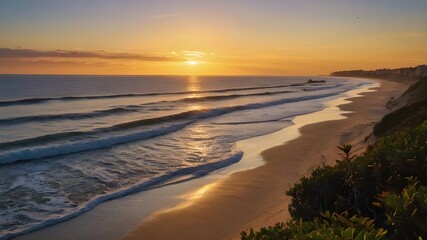 Obraz premium Sunset Haven: Coastal Retreat Dusk Delight