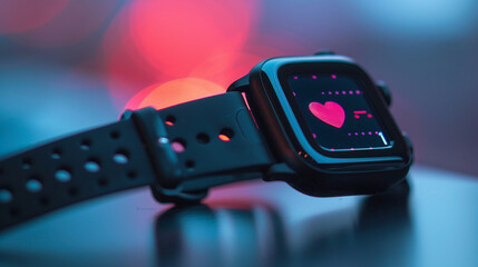 A macro image of a smartwatch displaying augmented reality fitness data, such as heart rate and steps, overlaid on the watch face.