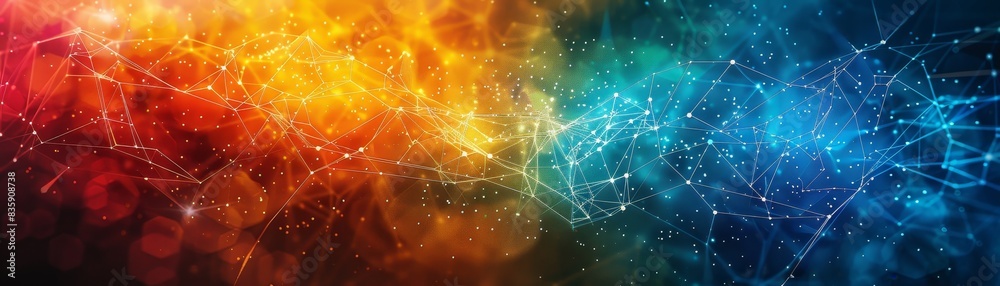 Canvas Prints a colorful, abstract image with a blue and orange line that is filled with stars