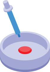 Vector illustration of a pipette adding a sample to a petri dish, ideal for scientific and laboratory themes