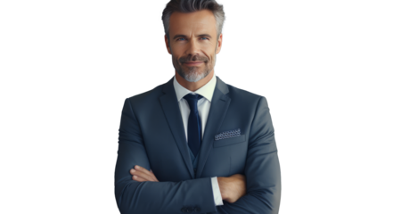 businessman with arms crossed isolated and cut out