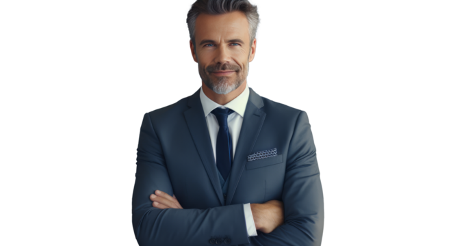 businessman with arms crossed isolated and cut out