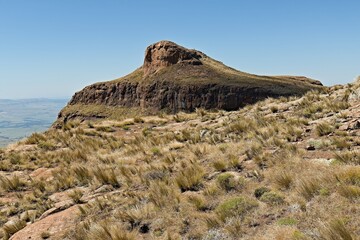 View of Thaba Phinong peak 3,126 meters high. Drakensberg mountains near Sani Pass. Kingdom of Lesotho. Africa.