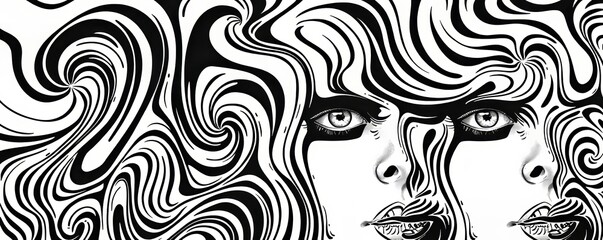 Fototapeta premium Black And White Swirl Portrait