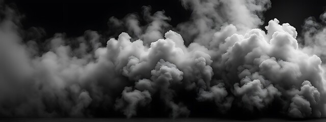 Smoke and Black Ground Fog with Cloud Floor Mist Background. Steam, Dust, Dark and White Horror Overlay. Ground Smoke Haze at Night with Black Water Atmosphere.