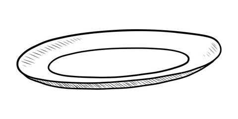 BLACK AND WHITE VECTOR CONTOUR DRAWING OF A FLAT PLATE