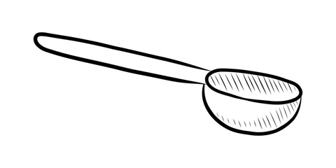 BLACK AND WHITE VECTOR CONTOUR DRAWING OF A MEASURING SPOON